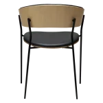 CRIB ARMCHAIR Raven Black Faux Leather W. Whitewashed Oak Veneer W. Black Metal Legs 100200690 04 Back