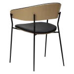 CRIB ARMCHAIR Raven Black Faux Leather W. Whitewashed Oak Veneer W. Black Metal Legs 100200690 05 Back Angle
