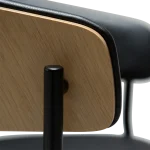 CRIB ARMCHAIR Raven Black Faux Leather W. Whitewashed Oak Veneer W. Black Metal Legs 100200690 06 Detail1