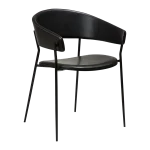 Crib Armchair Vintage Black Art Leather With Black Stained Ash Veneer Black Metal Legs 100200640 01 Main