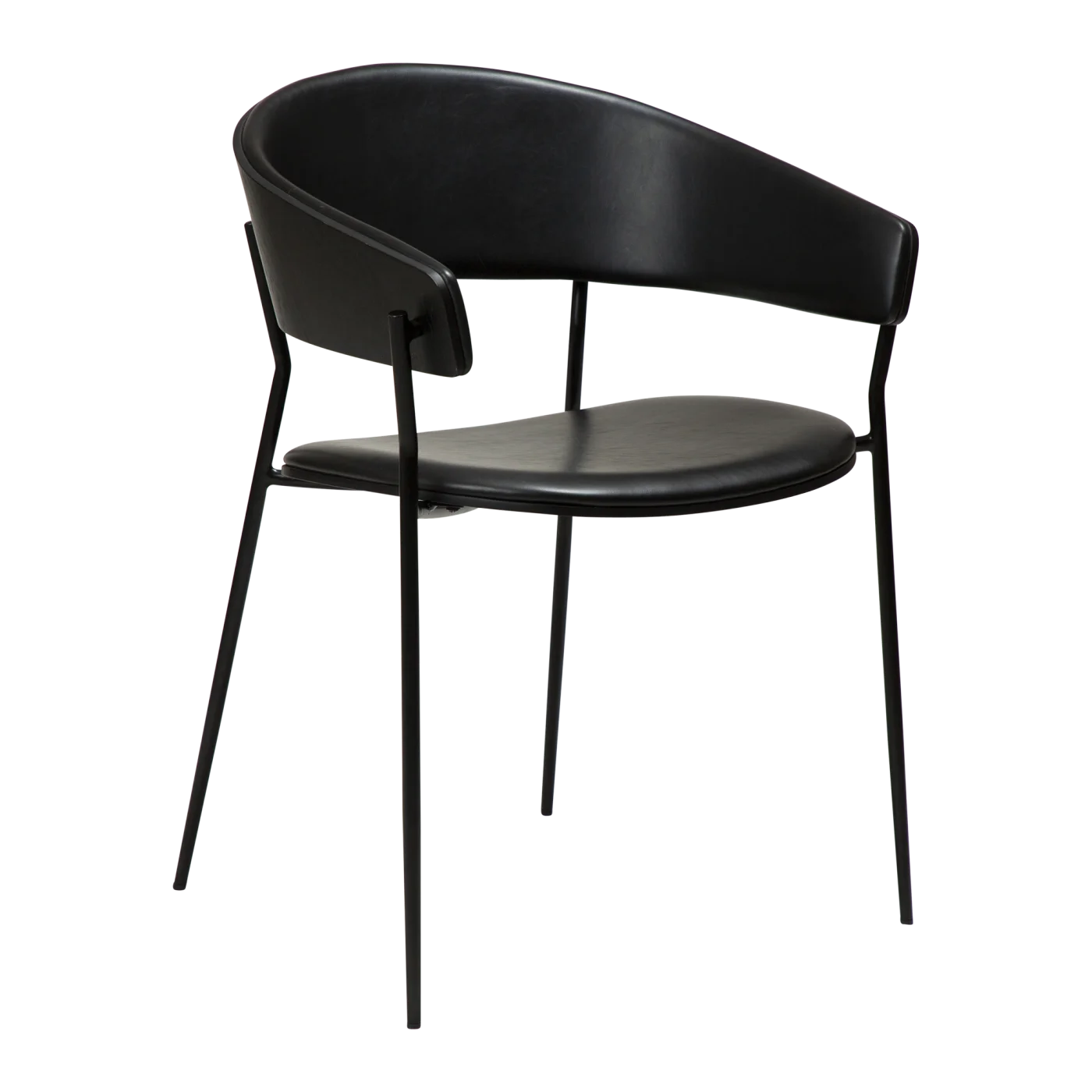 Crib Armchair Vintage Black Art Leather With Black Stained Ash Veneer Black Metal Legs 100200640 01 Main