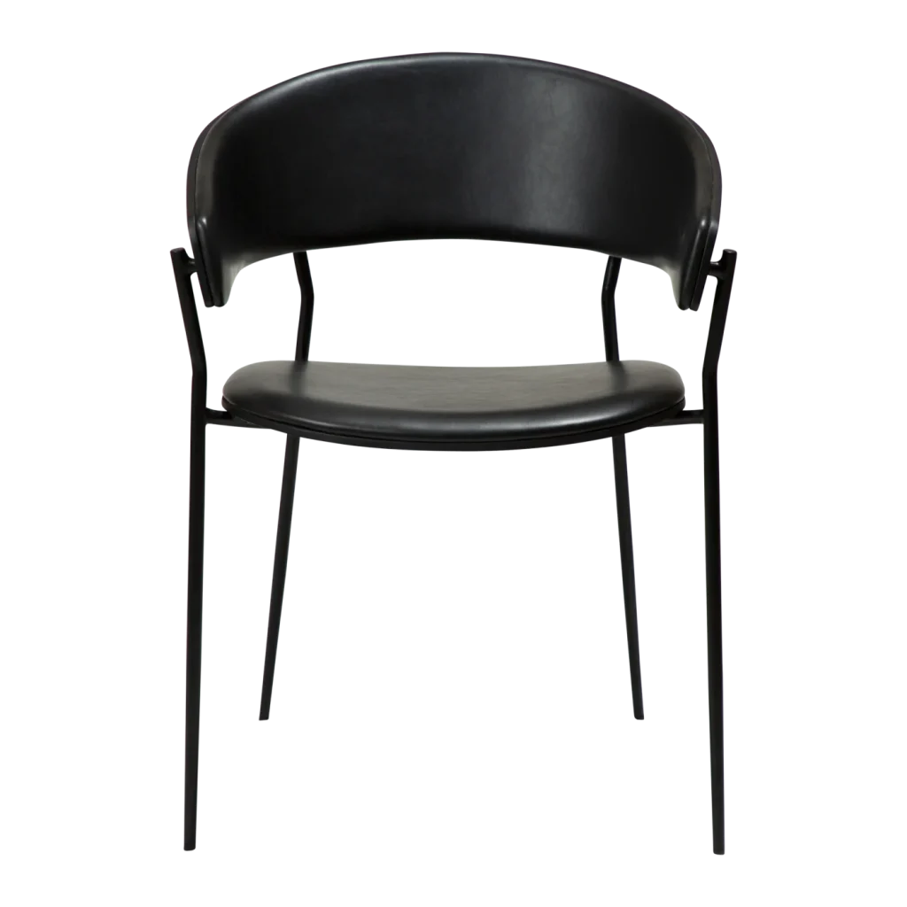Crib Armchair Vintage Black Art Leather With Black Stained Ash Veneer Black Metal Legs 100200640 02 Front
