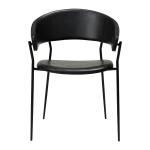 Crib Armchair Vintage Black Art Leather With Black Stained Ash Veneer Black Metal Legs 100200640 02 Front