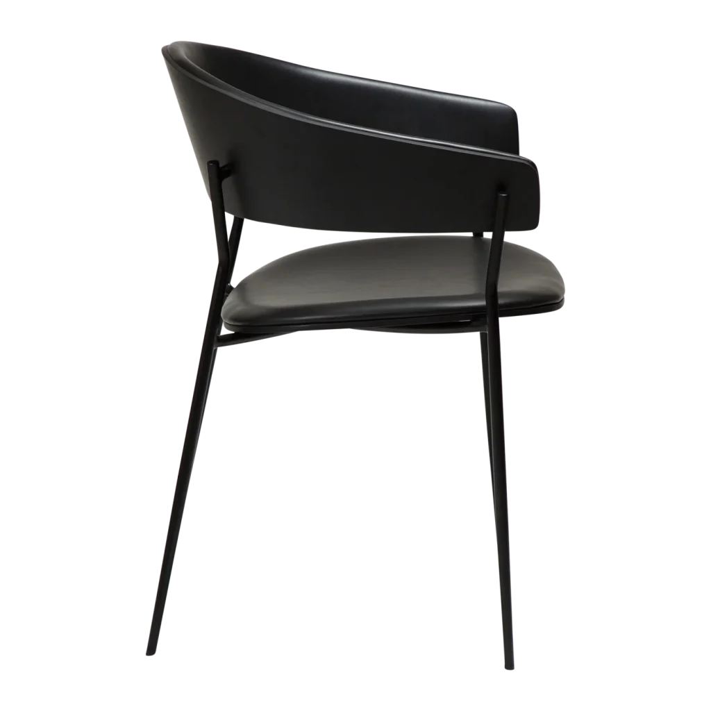 Crib Armchair Vintage Black Art Leather With Black Stained Ash Veneer Black Metal Legs 100200640 03 Profile