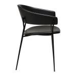 Crib Armchair Vintage Black Art Leather With Black Stained Ash Veneer Black Metal Legs 100200640 03 Profile