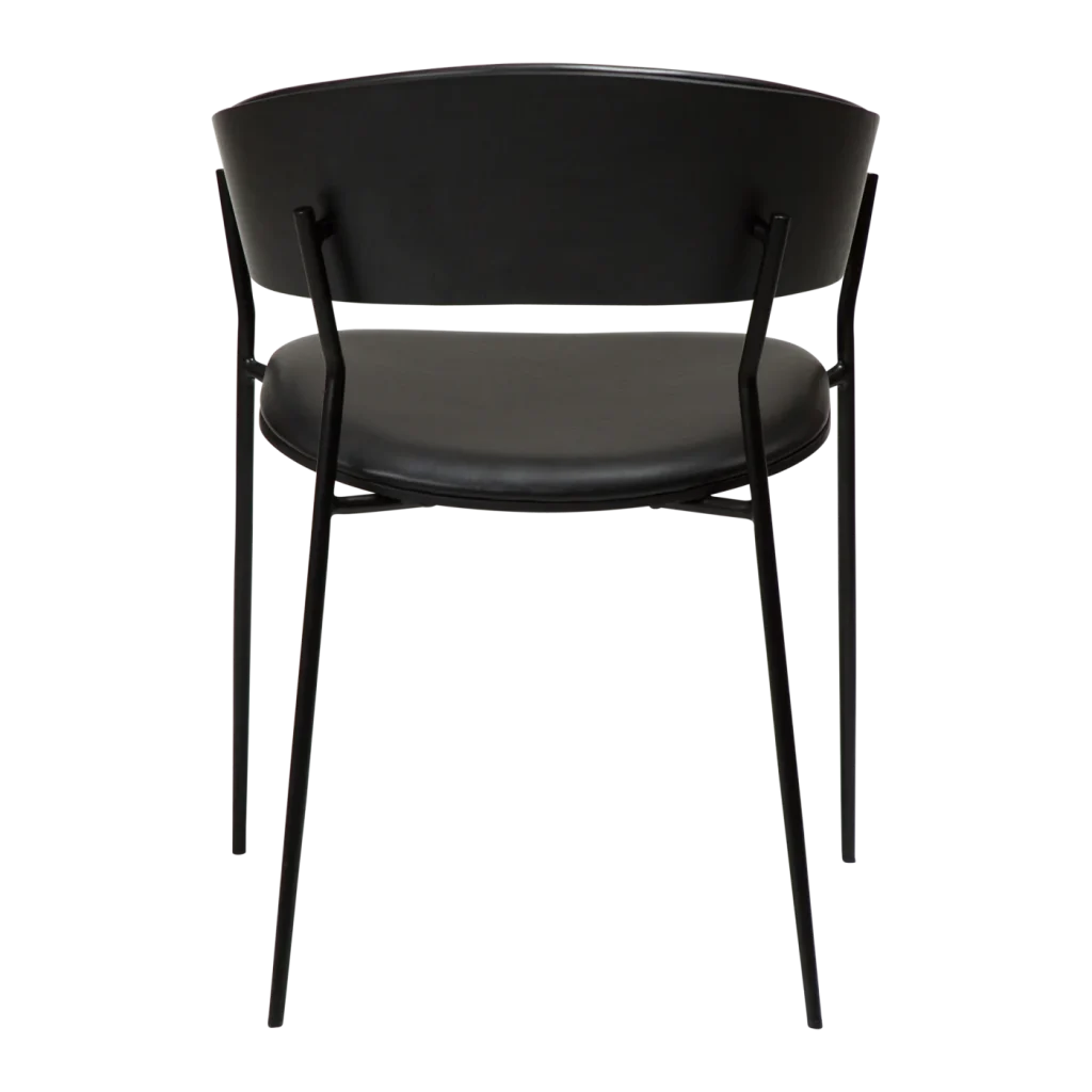 Crib Armchair Vintage Black Art Leather With Black Stained Ash Veneer Black Metal Legs 100200640 04 Back