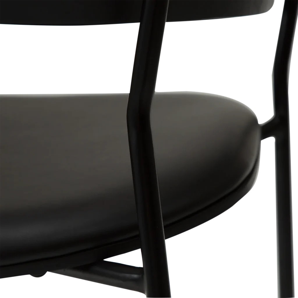 Crib Armchair Vintage Black Art Leather With Black Stained Ash Veneer Black Metal Legs 100200640 08 Detail3