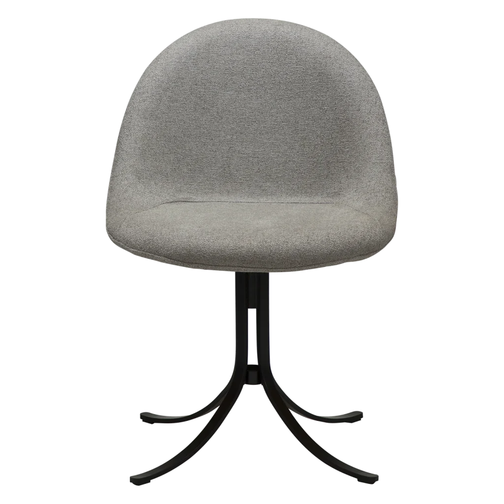 DOLO CHAIR Pebble Earth Boucle Fabric W. Black Swivel Legs 100700111 02 Front