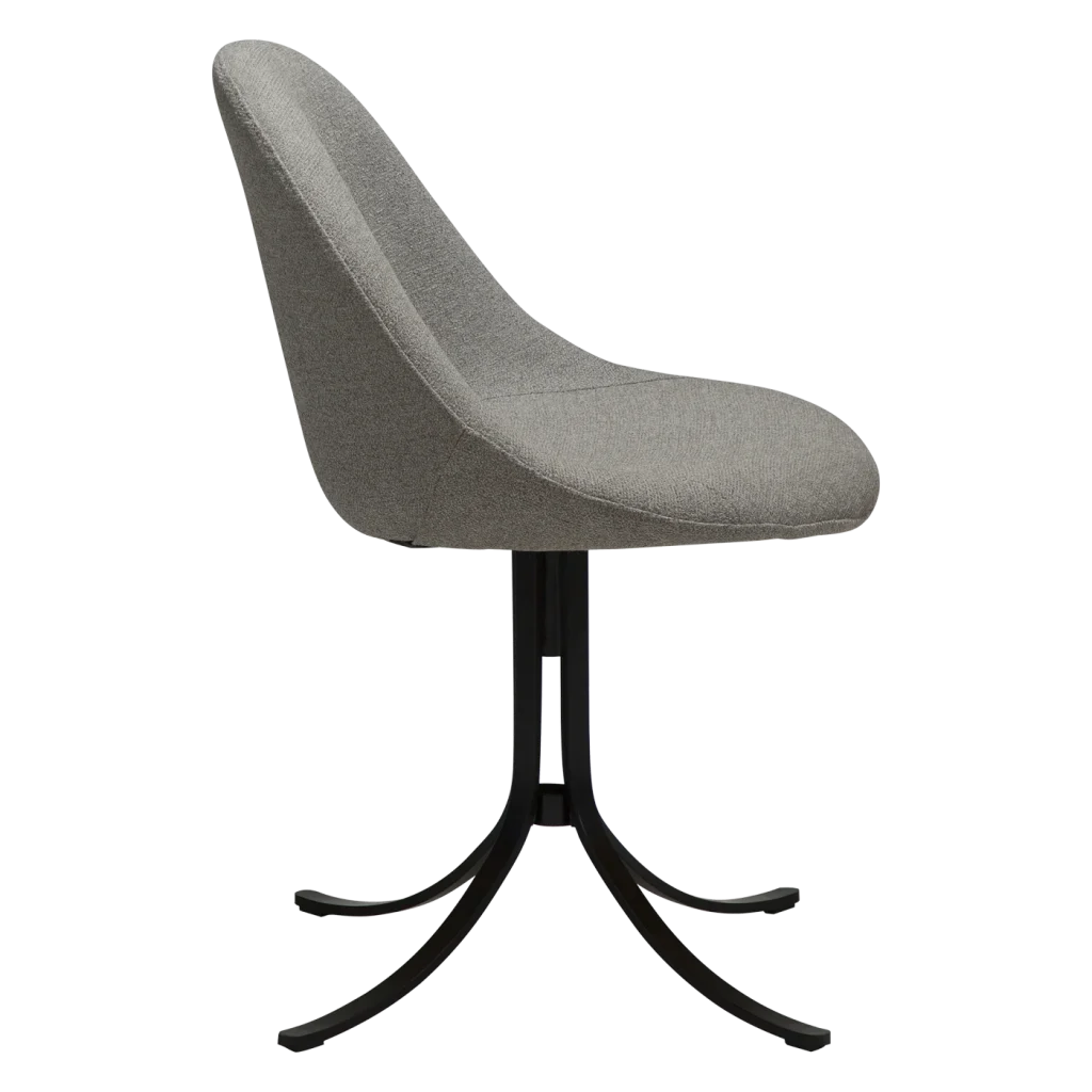 DOLO CHAIR Pebble Earth Boucle Fabric W. Black Swivel Legs 100700111 03 Profile