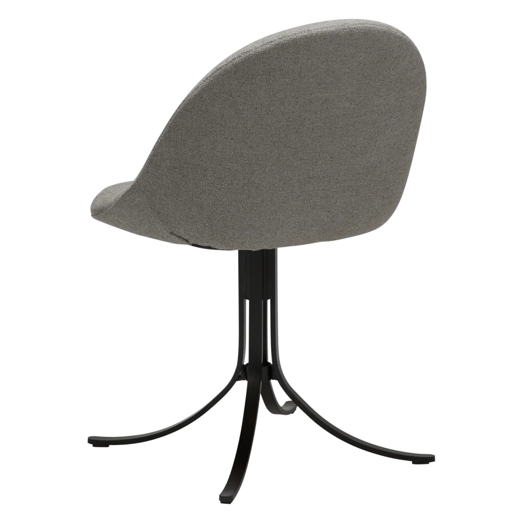 DOLO CHAIR Pebble Earth Boucle Fabric W. Black Swivel Legs 100700111 05 Back Angle