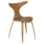Dolphin Chair Light Brown Leather With Oak Veneer Legs 100995109 01 Main