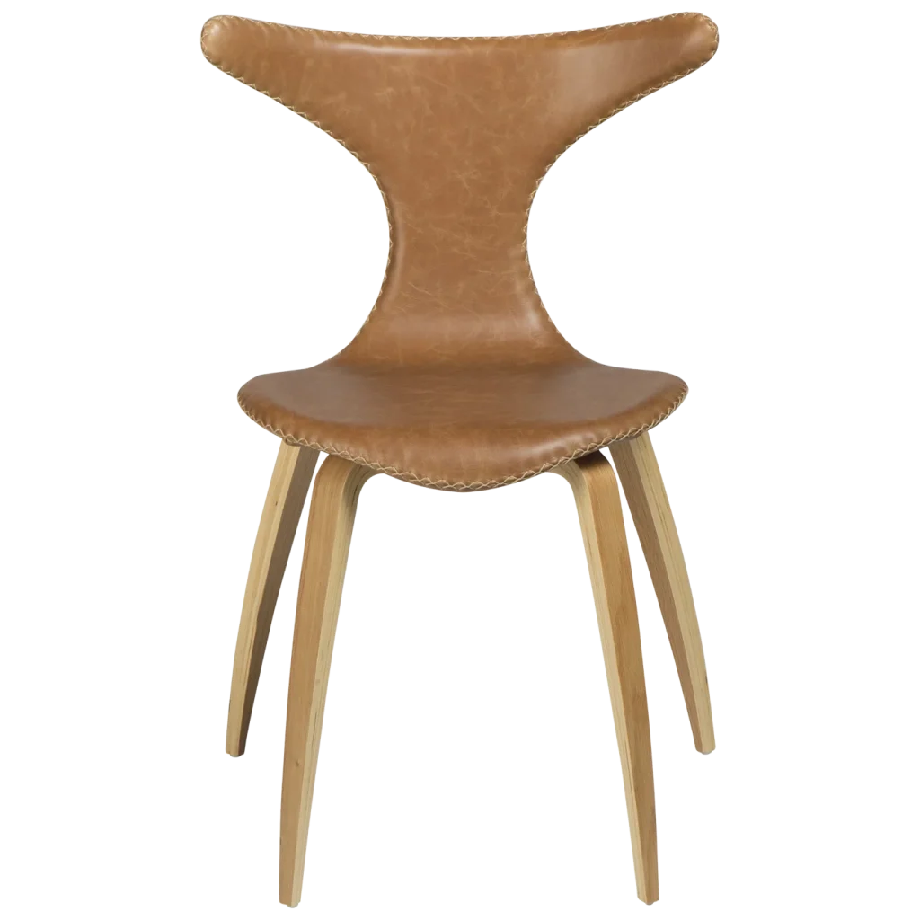 Dolphin Chair Light Brown Leather With Oak Veneer Legs 100995109 02 Front