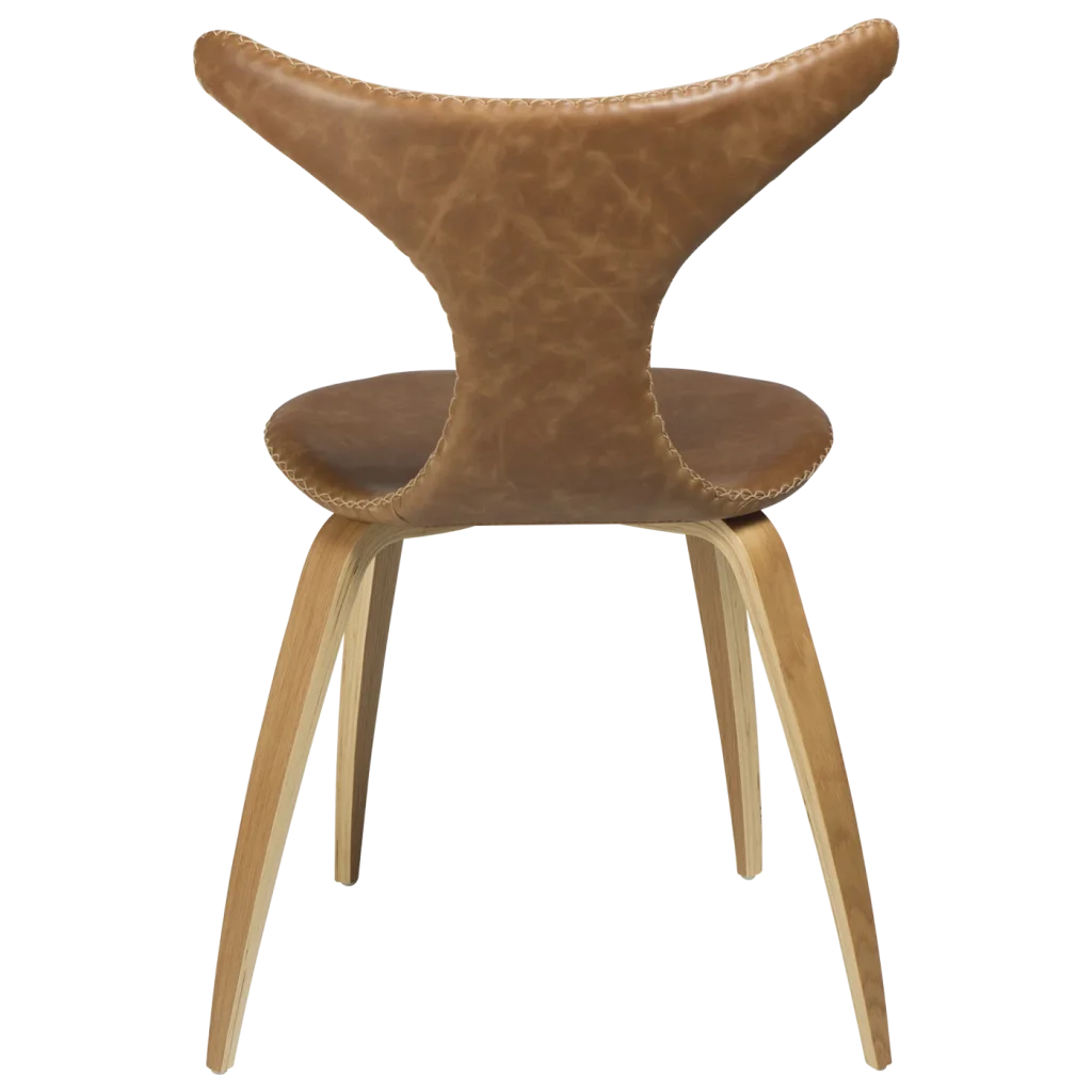 Dolphin Chair Light Brown Leather With Oak Veneer Legs 100995109 04 Back