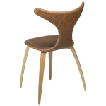 Dolphin Chair Light Brown Leather With Oak Veneer Legs 100995109 05 Back Angle