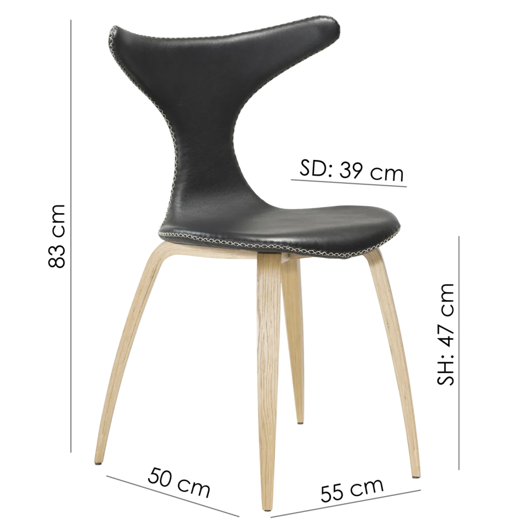 Dolphin Chair Light Brown Leather With Oak Veneer Legs 100995109 15 Measurements