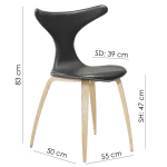 Dolphin Chair Light Brown Leather With Oak Veneer Legs 100995109 15 Measurements