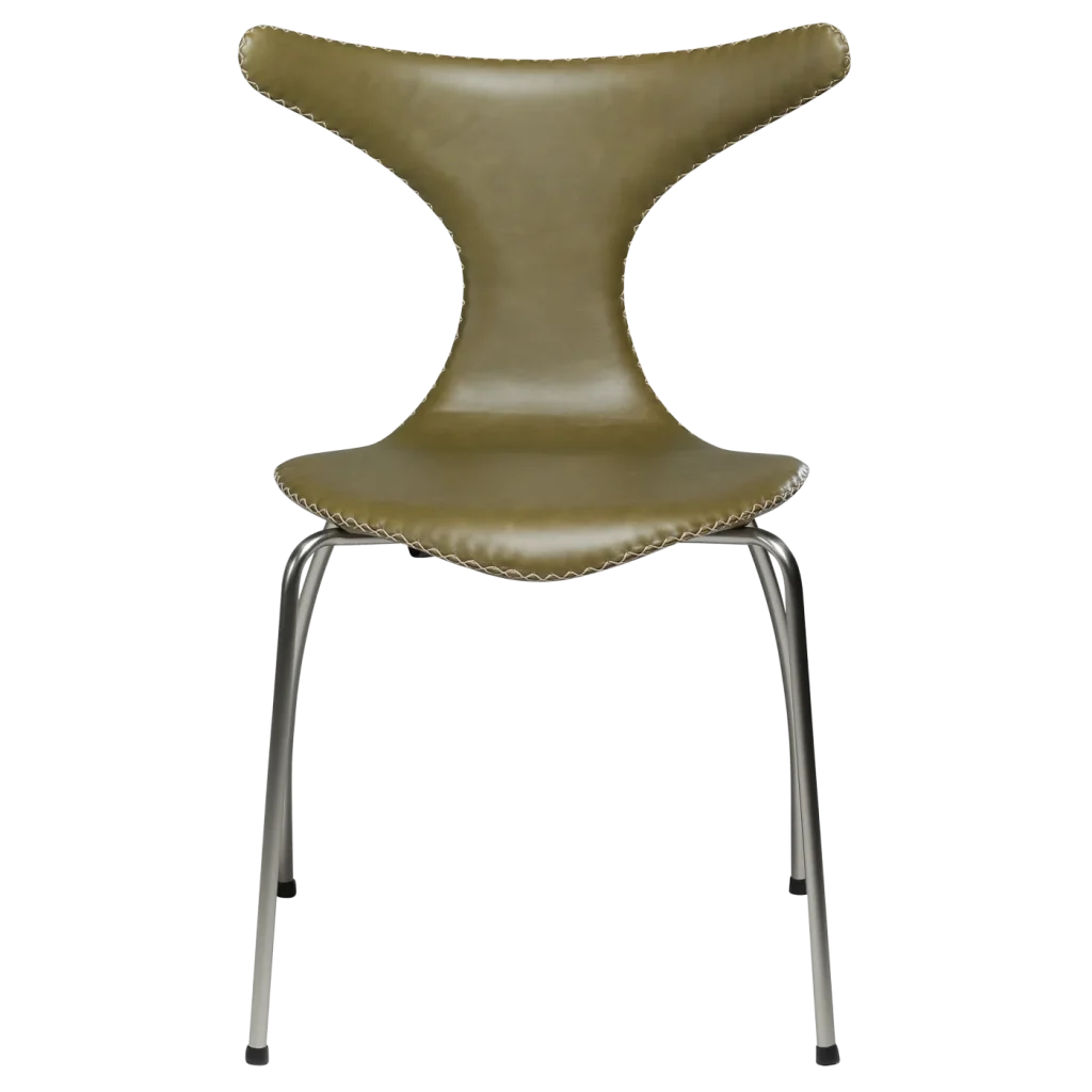 Dolphin Chair Moss Green Leather With Matte Metal Legs 100295612 02 Front