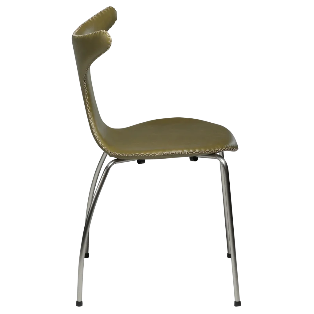 Dolphin Chair Moss Green Leather With Matte Metal Legs 100295612 03 Profile