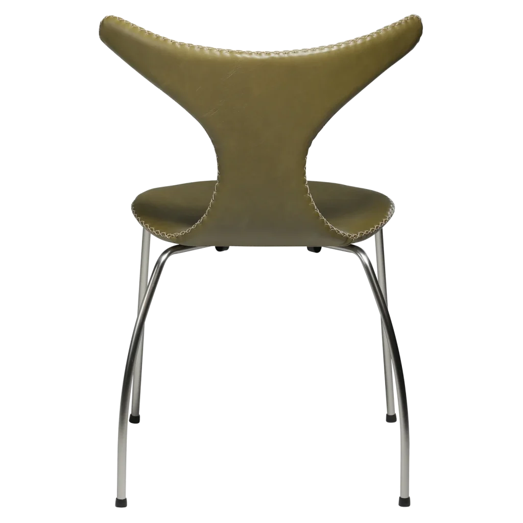 Dolphin Chair Moss Green Leather With Matte Metal Legs 100295612 04 Back