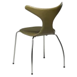 Dolphin Chair Moss Green Leather With Matte Metal Legs 100295612 05 Back Angle