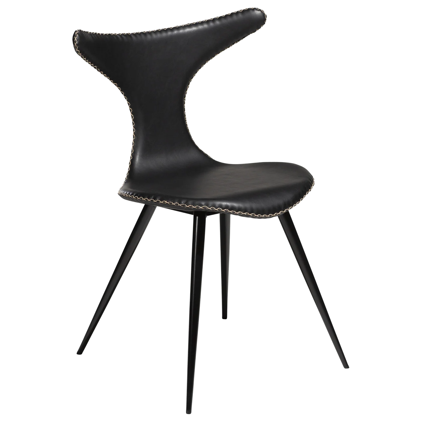 Dolphin Chair Vintage Black Art Leather With Black Conical Metal Legs 100295515 01 Main