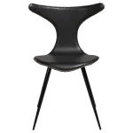 Dolphin Chair Vintage Black Art Leather With Black Conical Metal Legs 100295515 02 Front