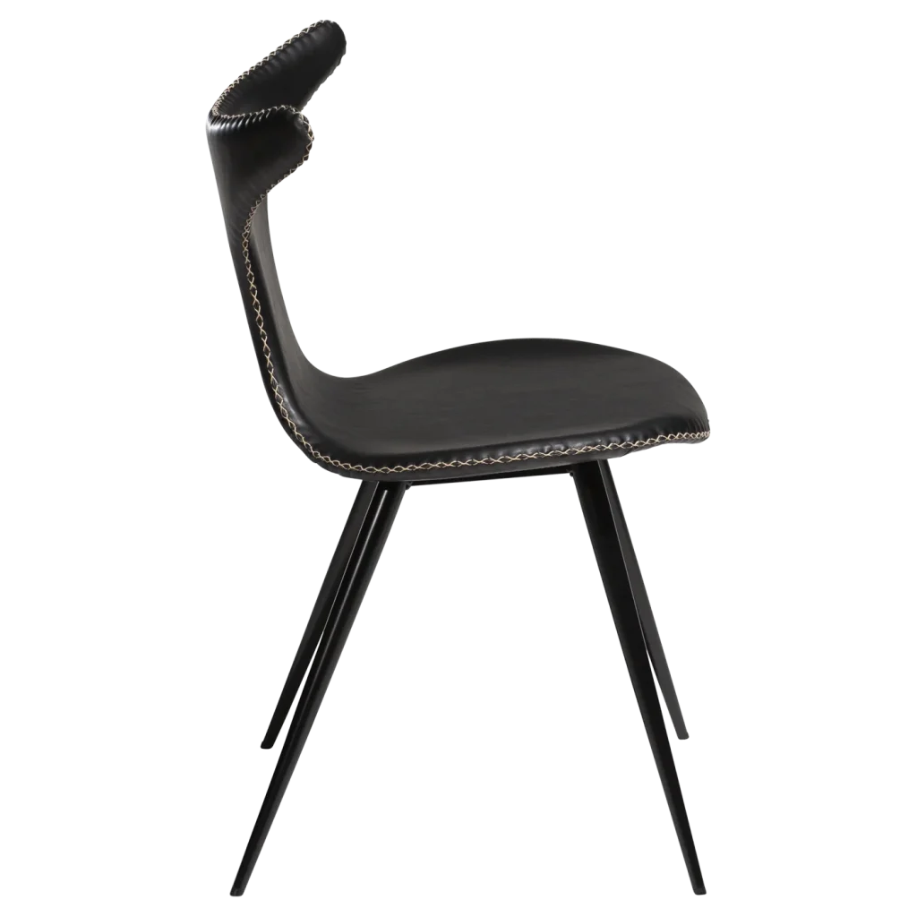 Dolphin Chair Vintage Black Art Leather With Black Conical Metal Legs 100295515 03 Profile
