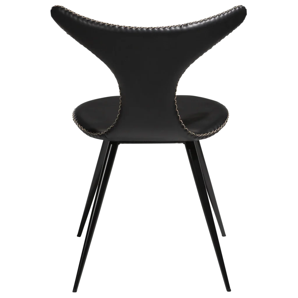 Dolphin Chair Vintage Black Art Leather With Black Conical Metal Legs 100295515 04 Back