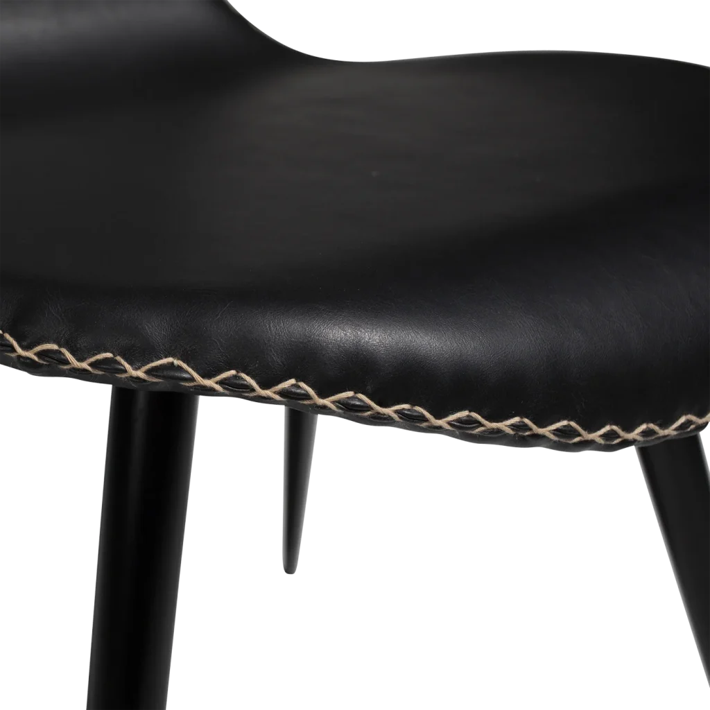 Dolphin Chair Vintage Black Art Leather With Black Conical Metal Legs 100295515 06 Detail1