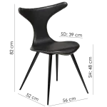 Dolphin Chair Vintage Black Art Leather With Black Conical Metal Legs 100295515 15 Measurements