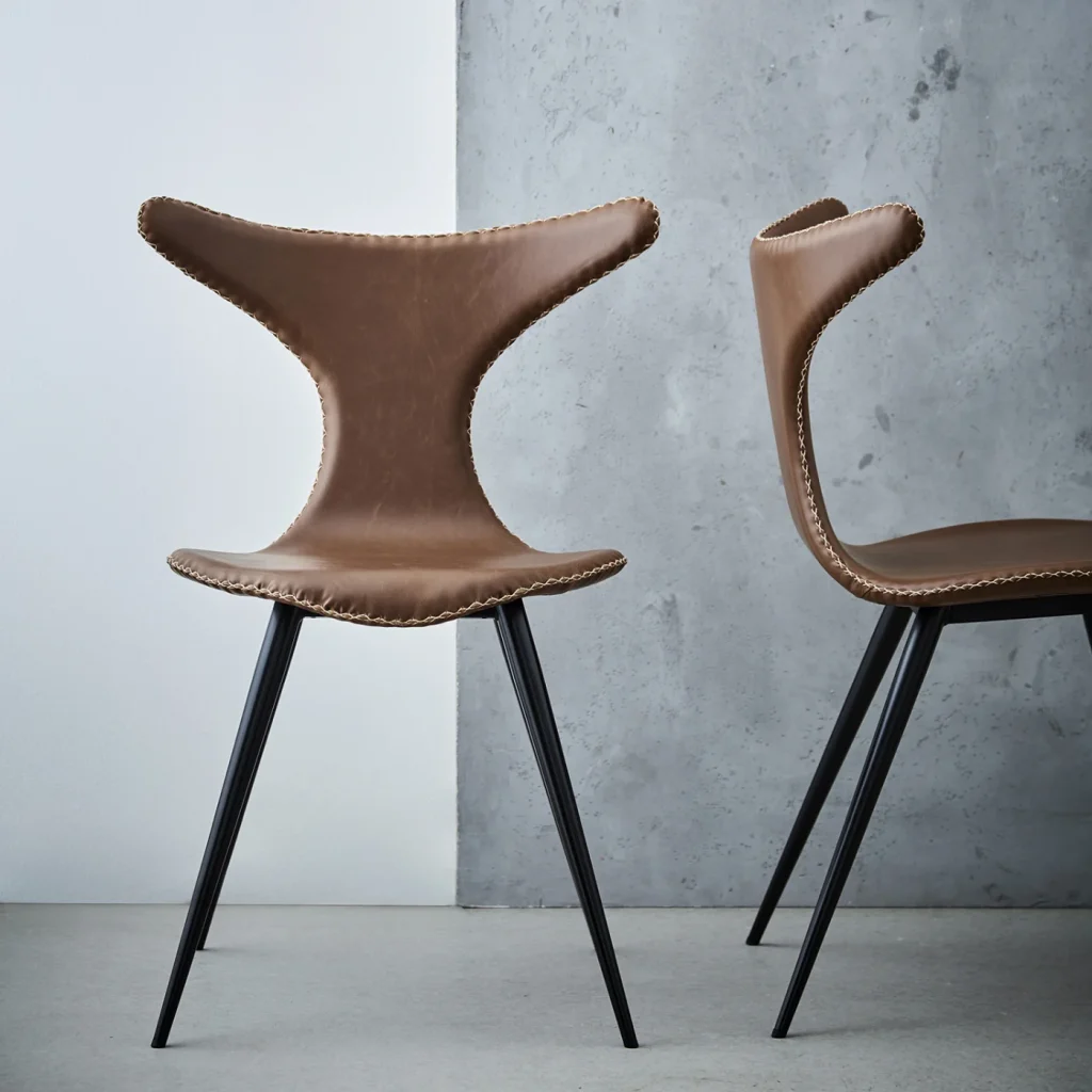 Dolphin Chair Vintage Black Art Leather With Black Conical Metal Legs 100295515 16 Lifestyle Image