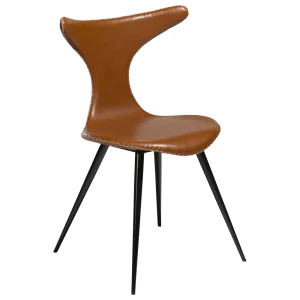 Dolphin Chair Vintage Light Brown Art Leather With Black Conical Metal Legs 100295520 01 Main