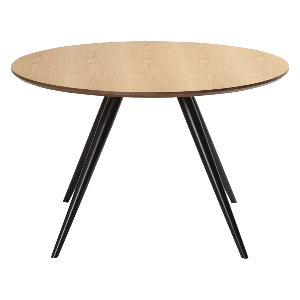 Eclipse Round Table Oak Veneer With Black Metal Legs 400801711 400801750 02 Front