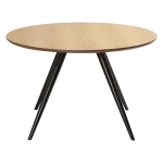 Eclipse Round Table Oak Veneer With Black Metal Legs 400801711 400801750 02 Front