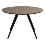 Eclipse Round Table Walnut Veneer With Black Metal Legs 400801710 400801750 02 Front