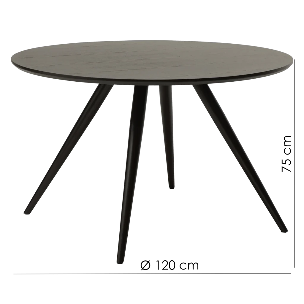 Eclipse Round Table Walnut Veneer With Black Metal Legs 400801710 400801750 06 Measurements
