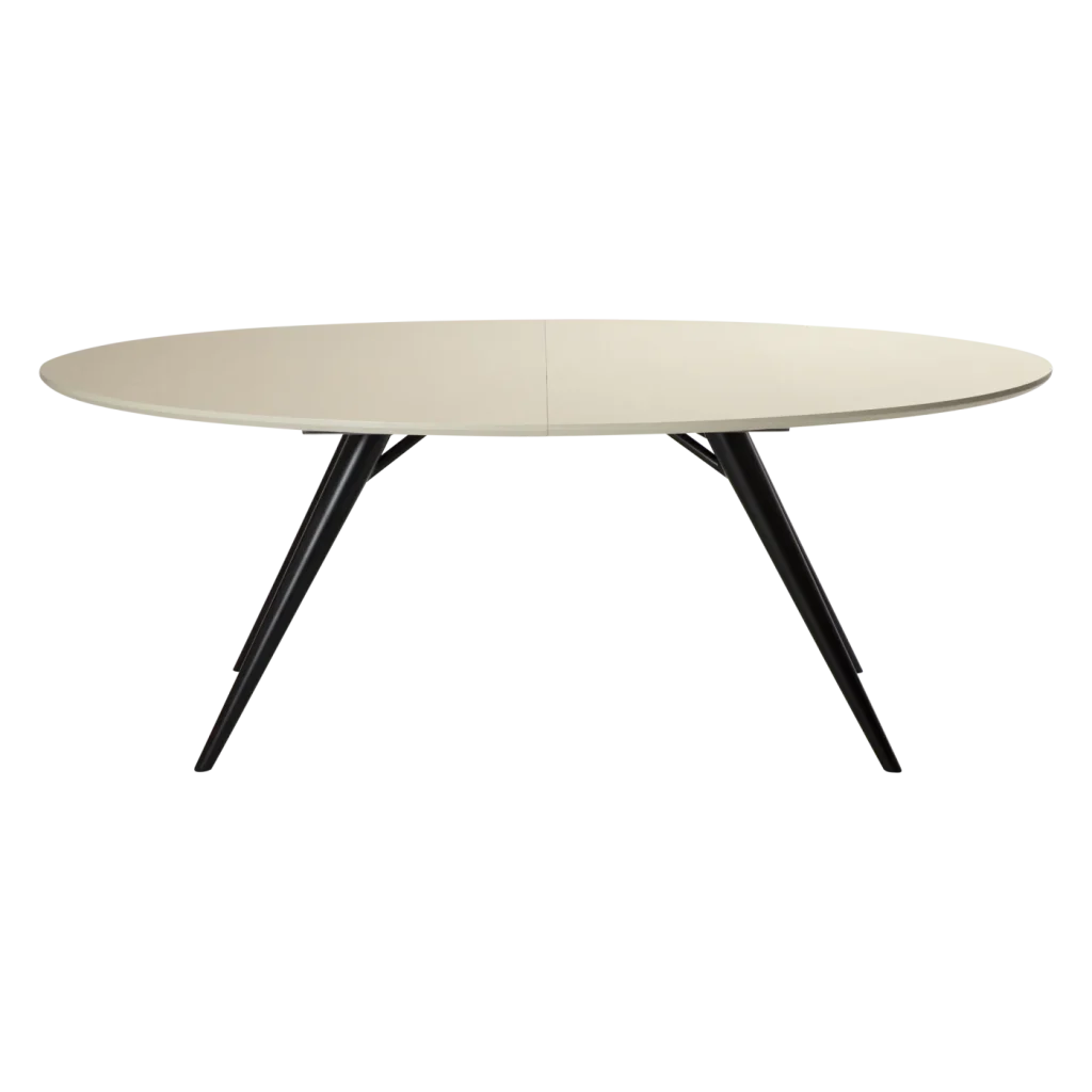 Eclipse Table Bone White Stained Oak Veneer With Bone White Metal Legs 400801508 400801510 07 Black Metal Legs