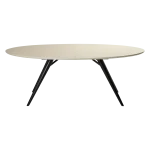 Eclipse Table Bone White Stained Oak Veneer With Bone White Metal Legs 400801508 400801510 07 Black Metal Legs