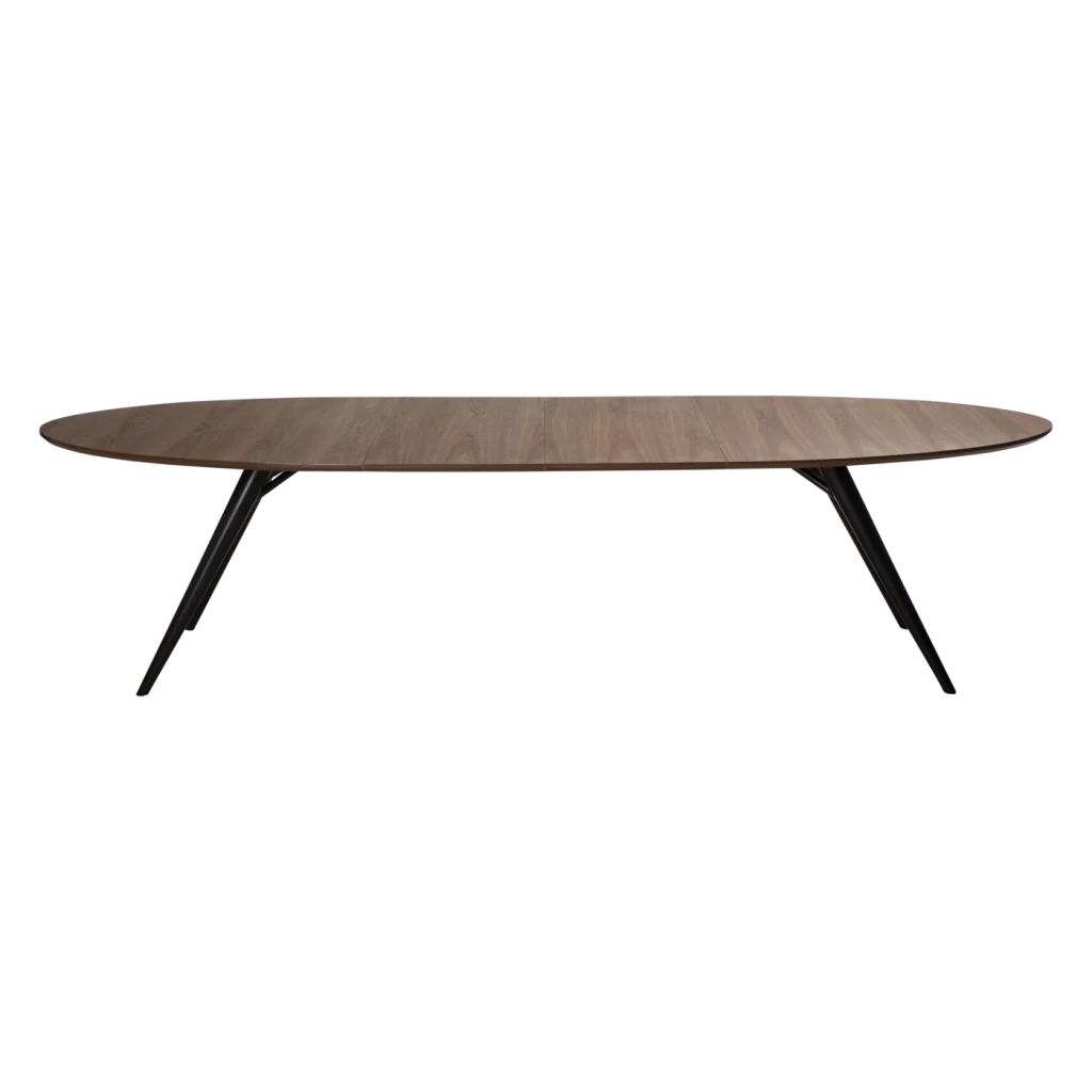 Eclipse Table Walnut Veneer With Black Metal Legs 400801505 400801404 03 Extended