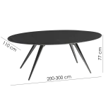 Eclipse Table Walnut Veneer With Black Metal Legs 400801505 400801404 06 Measurements
