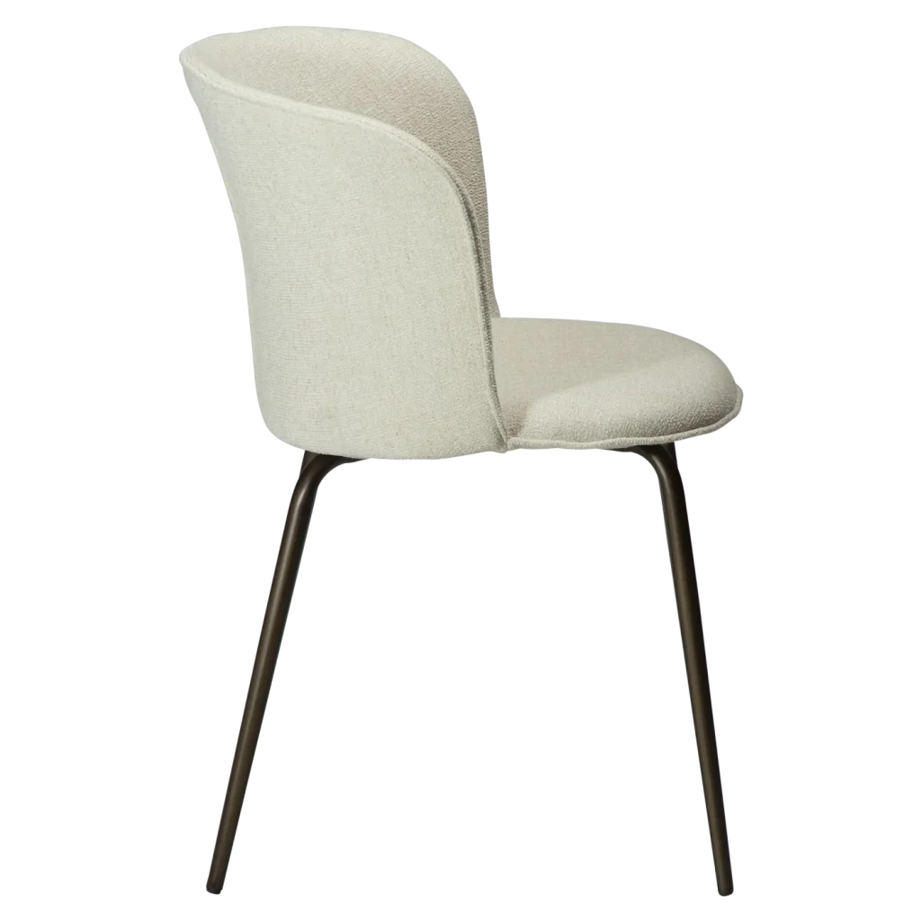 EDEN CHAIR Bone White Bouclé Fabric W. Antique Brass Metal Legs 100310102 03 Profile