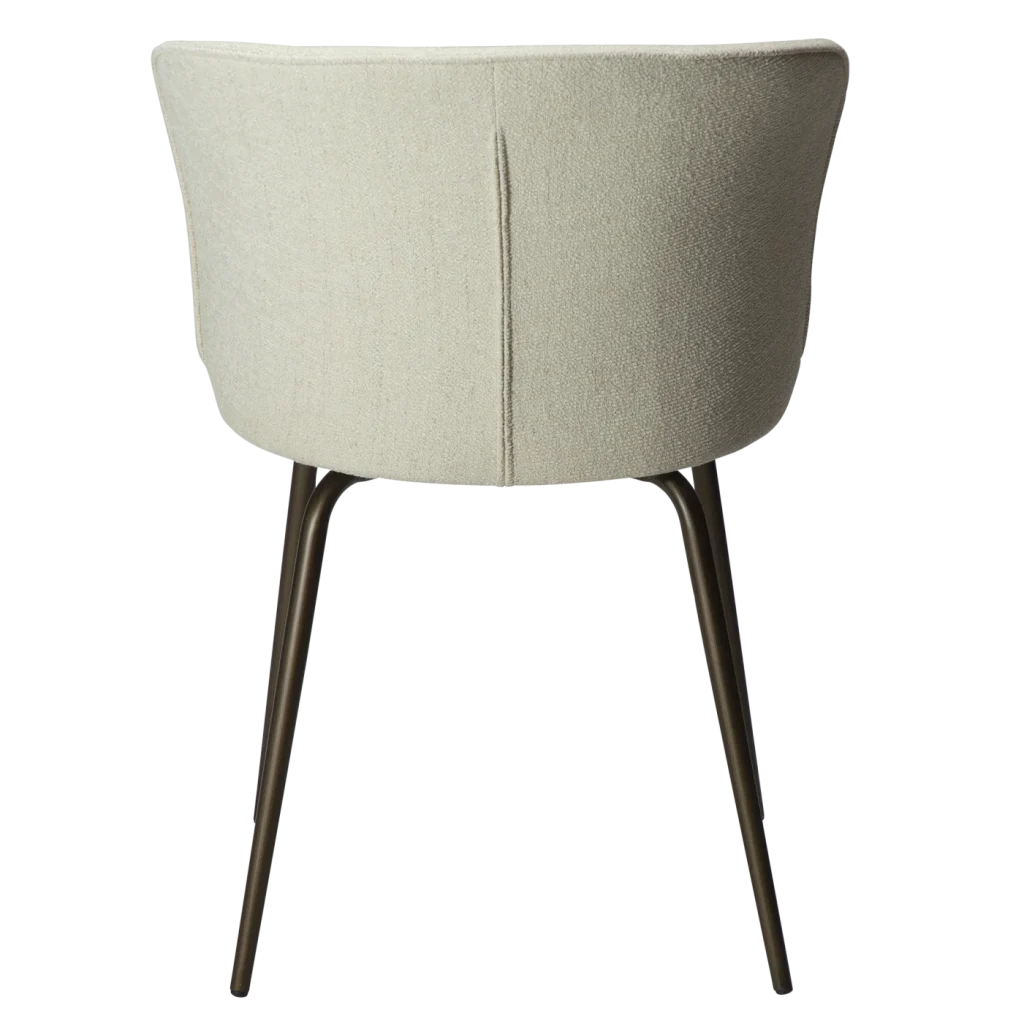 EDEN CHAIR Bone White Bouclé Fabric W. Antique Brass Metal Legs 100310102 04 Back