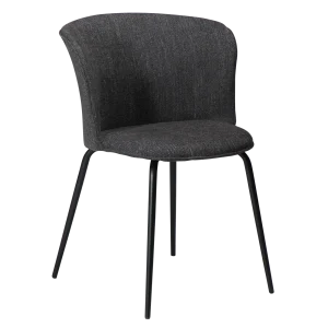 EDEN CHAIR Raven Black Bouclé Fabric W. Black Metal Legs 100310101 01 Main