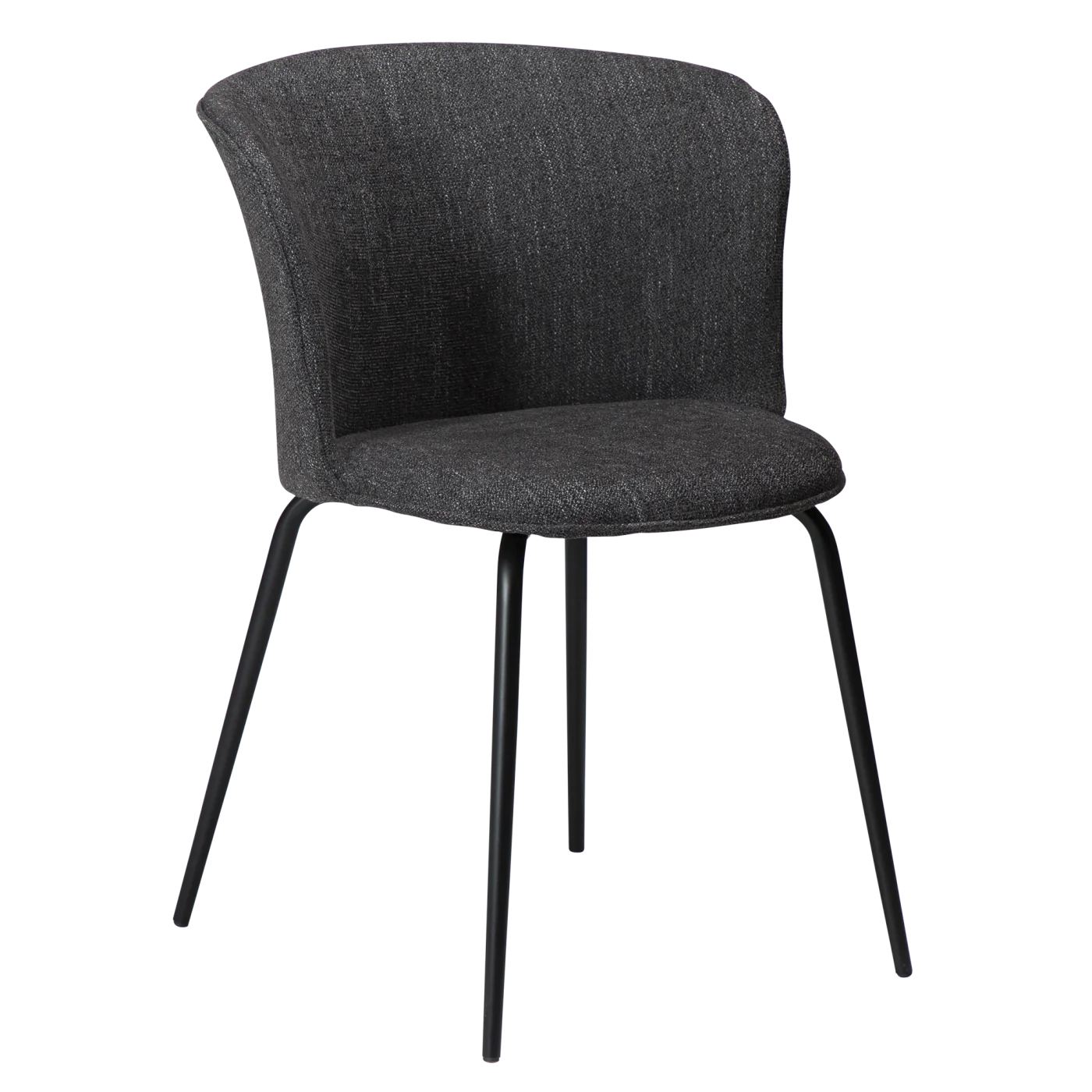 EDEN CHAIR Raven Black Bouclé Fabric W. Black Metal Legs 100310101 01 Main