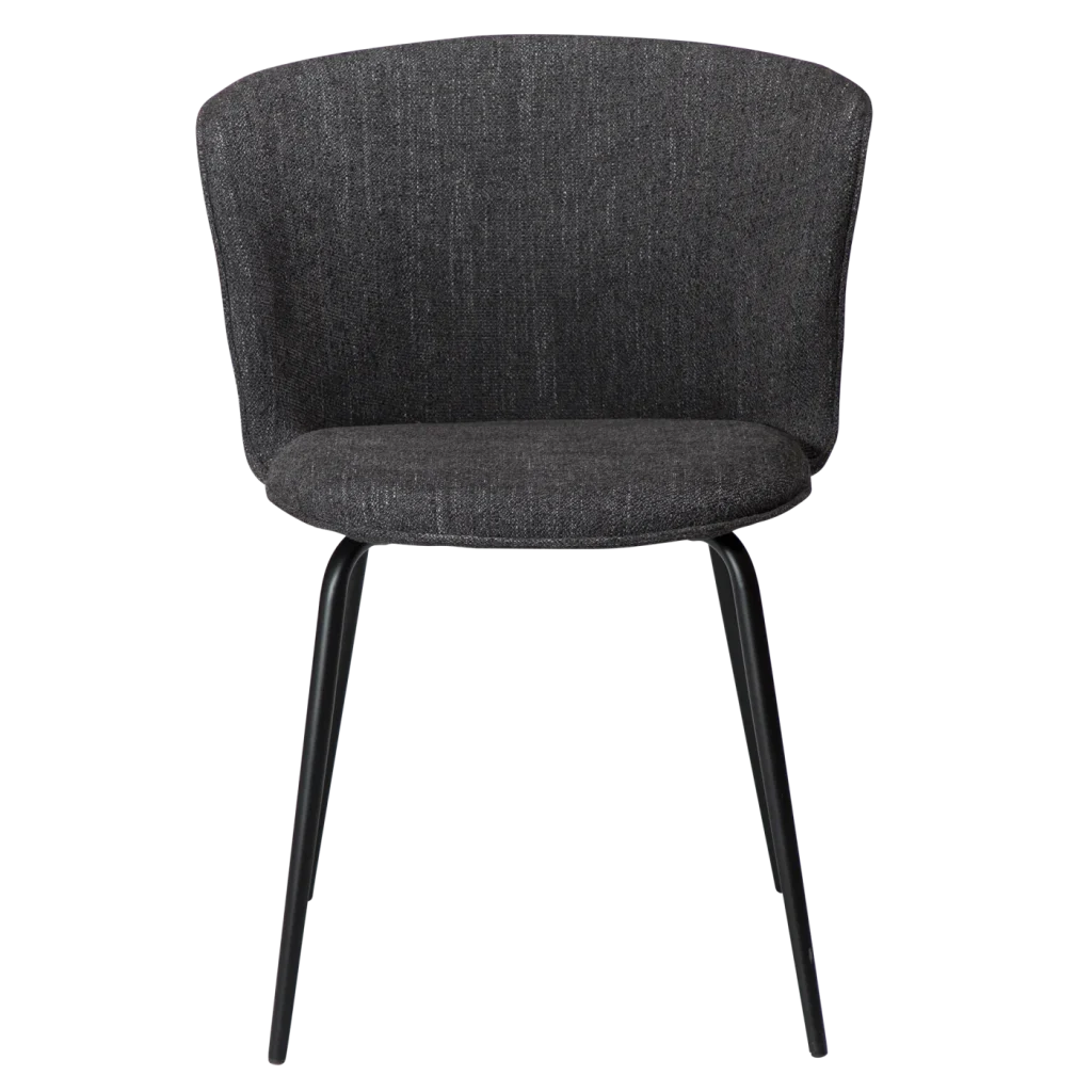 EDEN CHAIR Raven Black Bouclé Fabric W. Black Metal Legs 100310101 02 Front