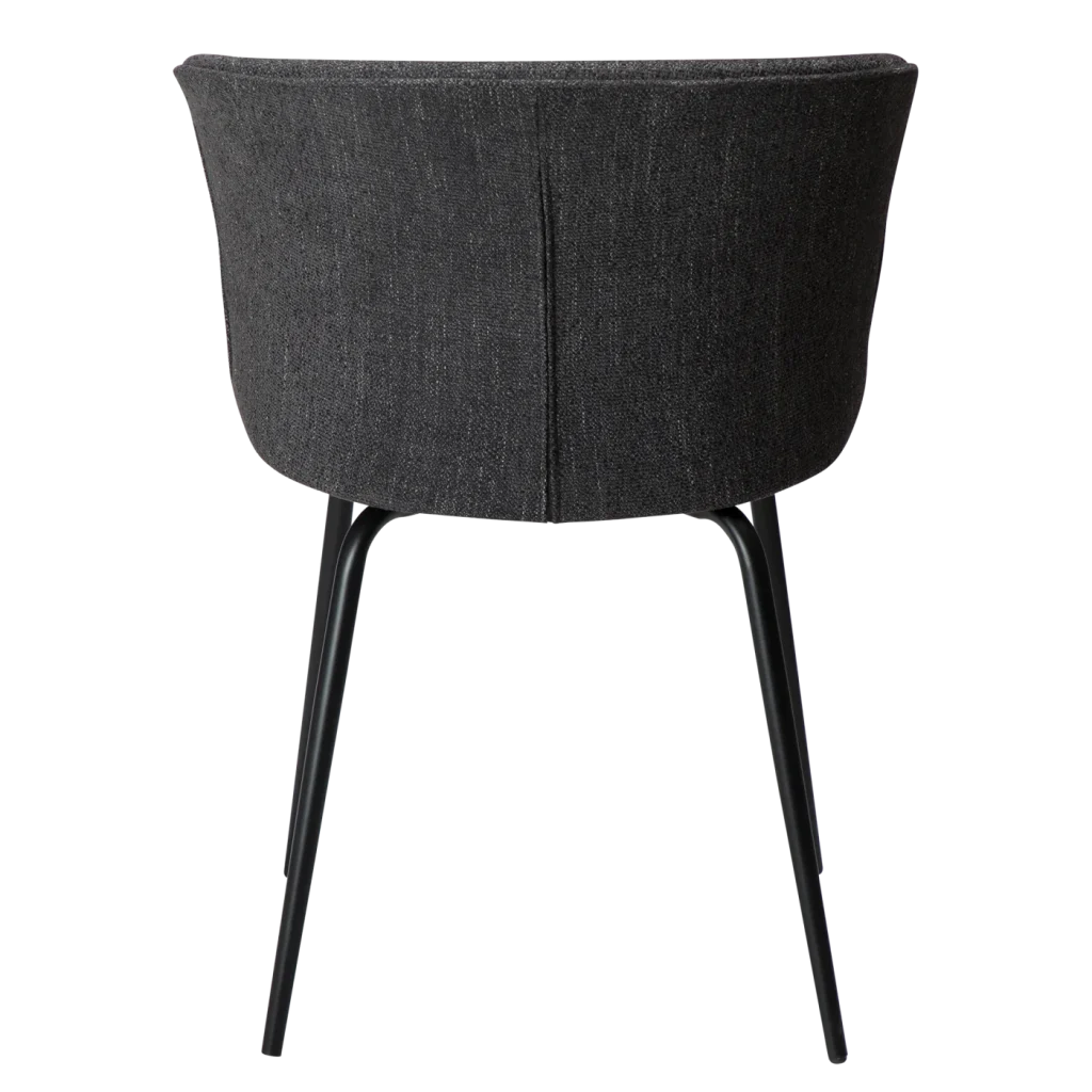 EDEN CHAIR Raven Black Bouclé Fabric W. Black Metal Legs 100310101 04 Back
