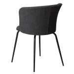 EDEN CHAIR Raven Black Bouclé Fabric W. Black Metal Legs 100310101 05 Back Angle