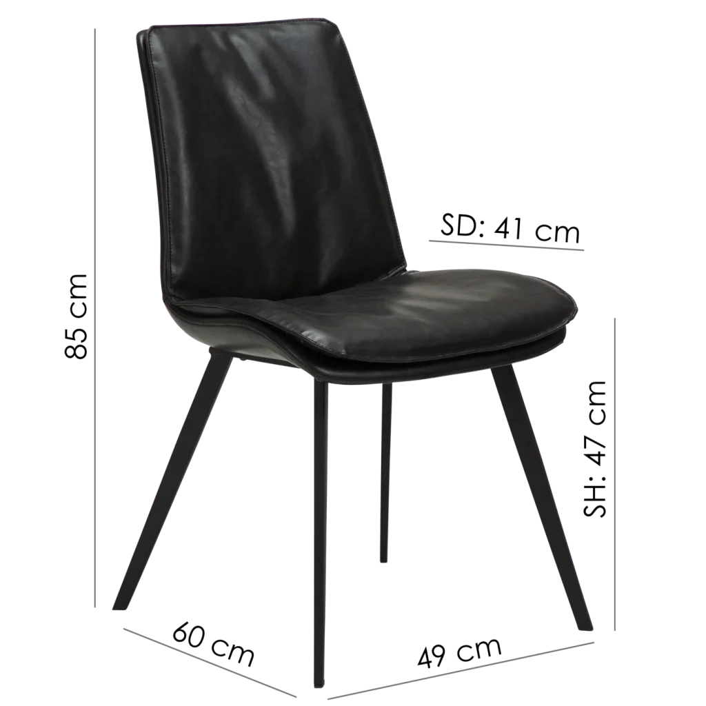 Fierce Chair Vintage Grey Art Leather With Black Metal Legs 100650120 15 Measurements