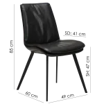 Fierce Chair Vintage Grey Art Leather With Black Metal Legs 100650120 15 Measurements