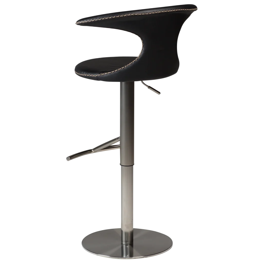 Flair Bar Stool Black Leather With Brushed Steel Base With Gaslift 200222585 02 Back